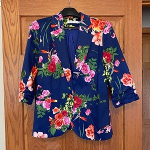 Navy Floral Blazer - Size XL